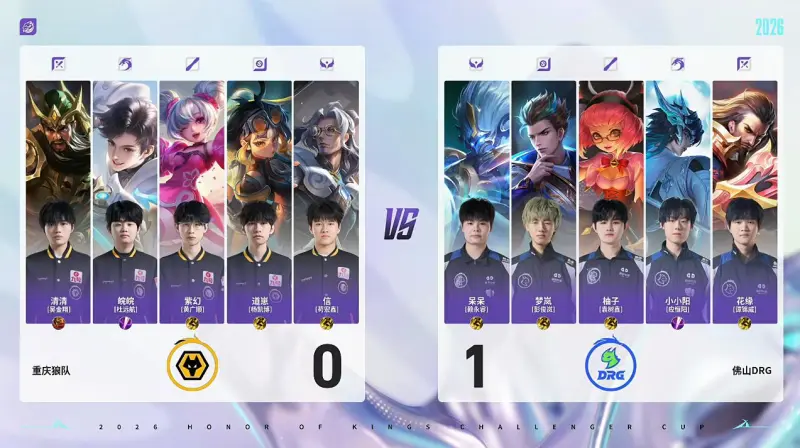 比分直播-狼队 1-1 DRG：鲁大小乔打出控制链，道崽爆炸输出扳平比分